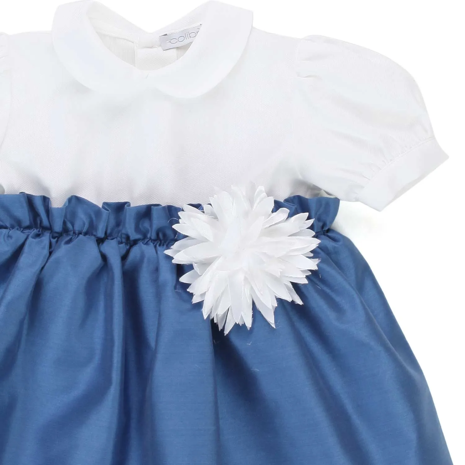 Colibri White And Cobalt Blue Mini Dress For Baby Girl