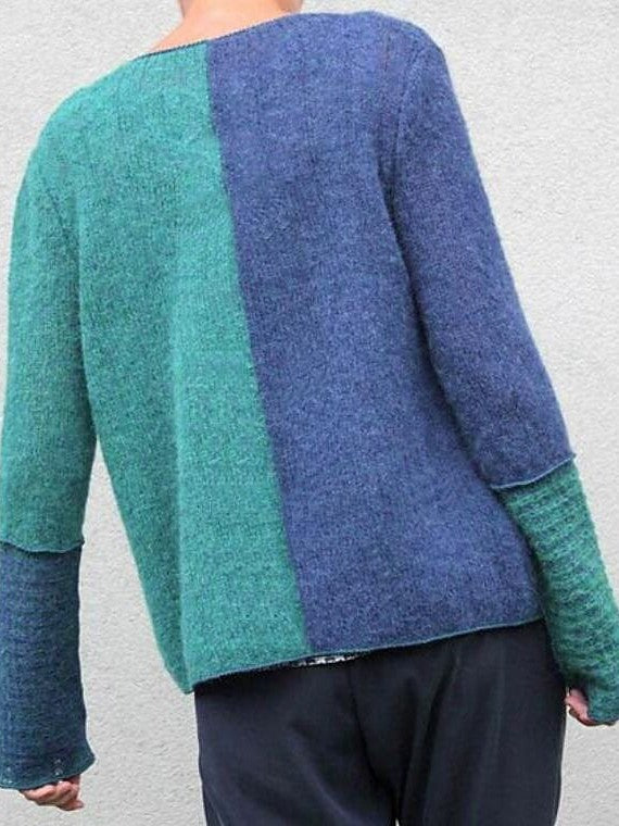 Color Block Knitted Button Women's Cardigan