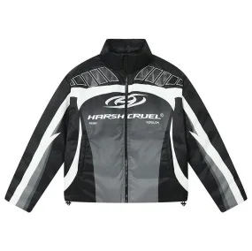 Colorblock Racing Gradient Puffer Jacket