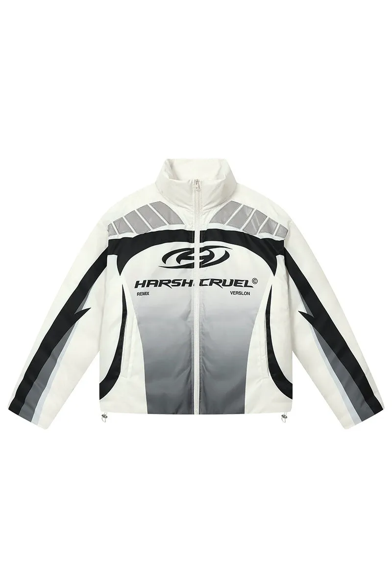 Colorblock Racing Gradient Puffer Jacket