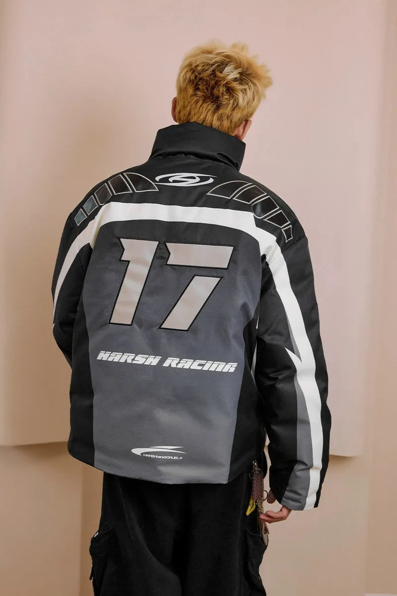 Colorblock Racing Gradient Puffer Jacket