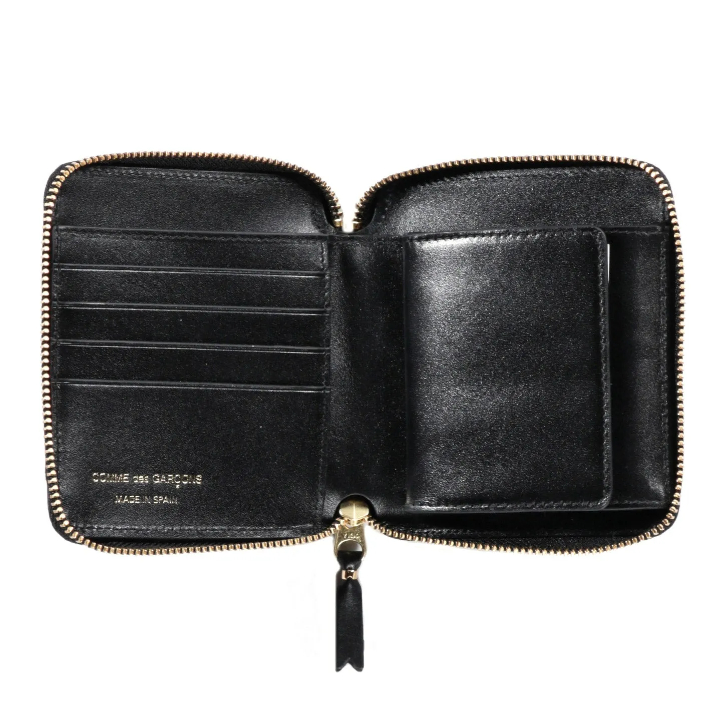 COMME DES GARCONS SA2100 EMBOSSED LOGOTYPE ZIP WALLET BLACK