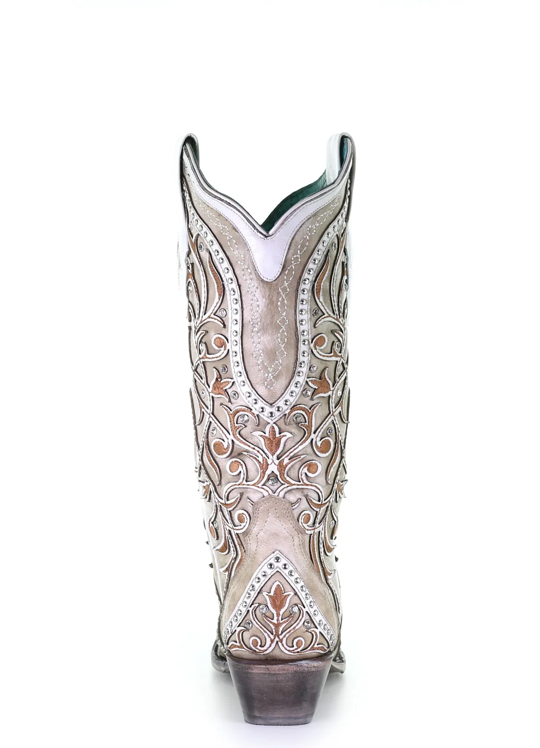 Corral Womens Stud Overlay Cowboy Boots Leather White