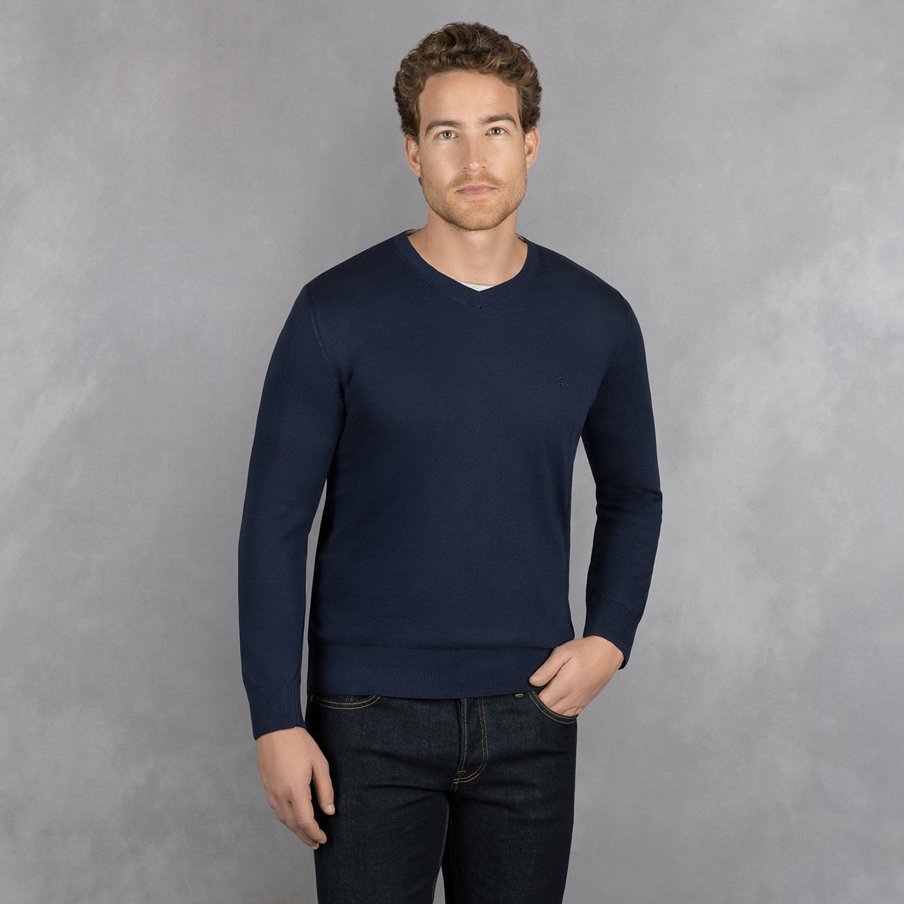 Cotton Pullover V-Neck Men