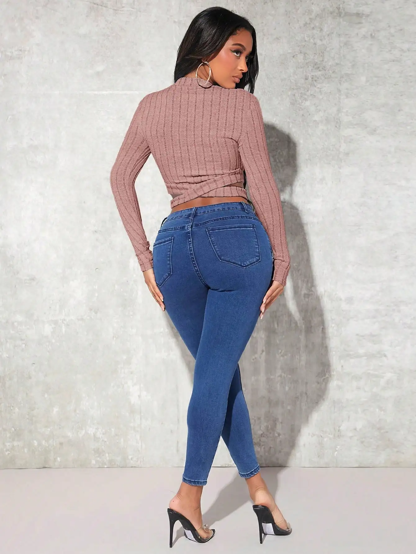 Cross Cut Out Crop Sweater Top