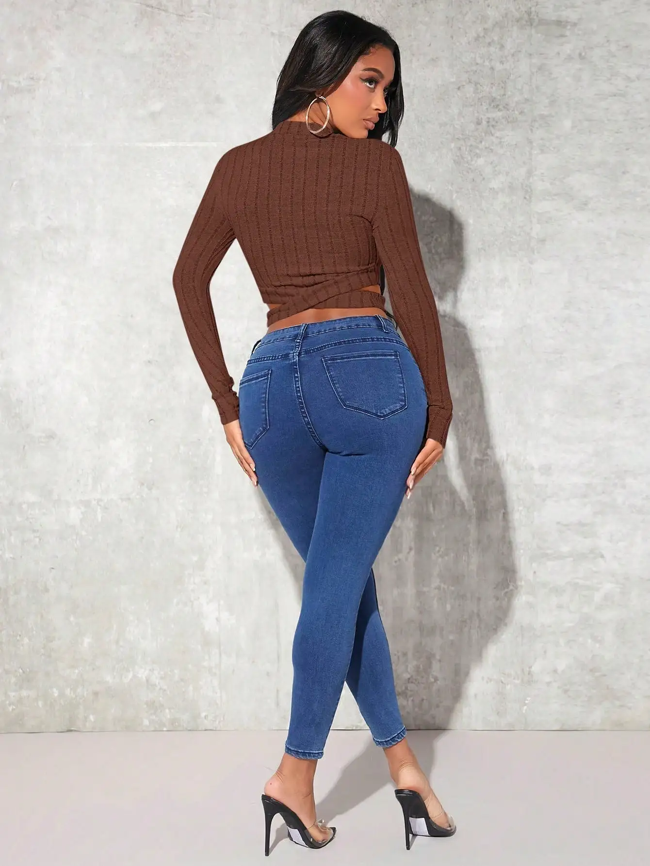 Cross Cut Out Crop Sweater Top