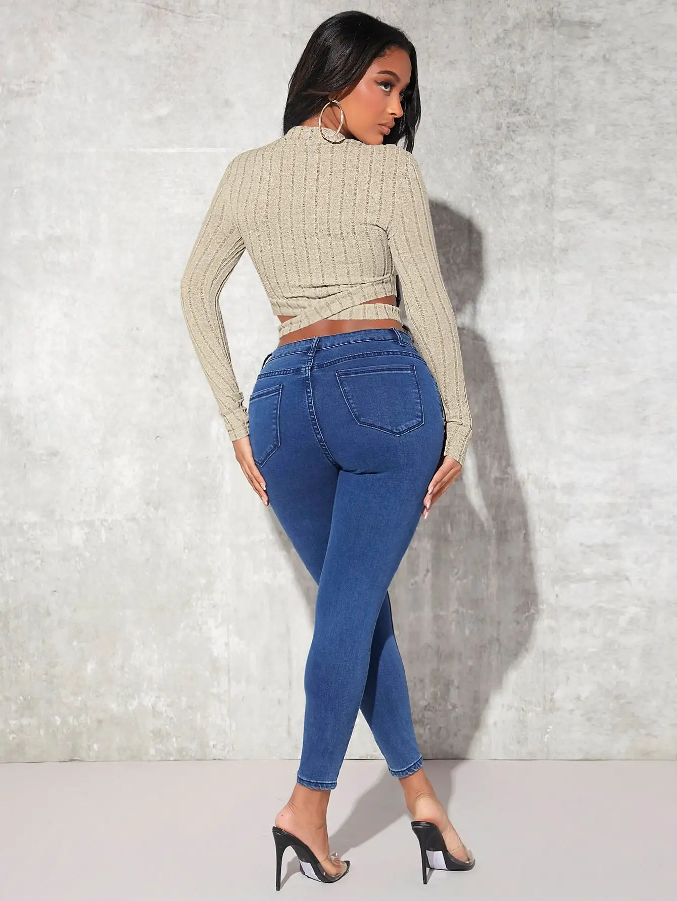 Cross Cut Out Crop Sweater Top