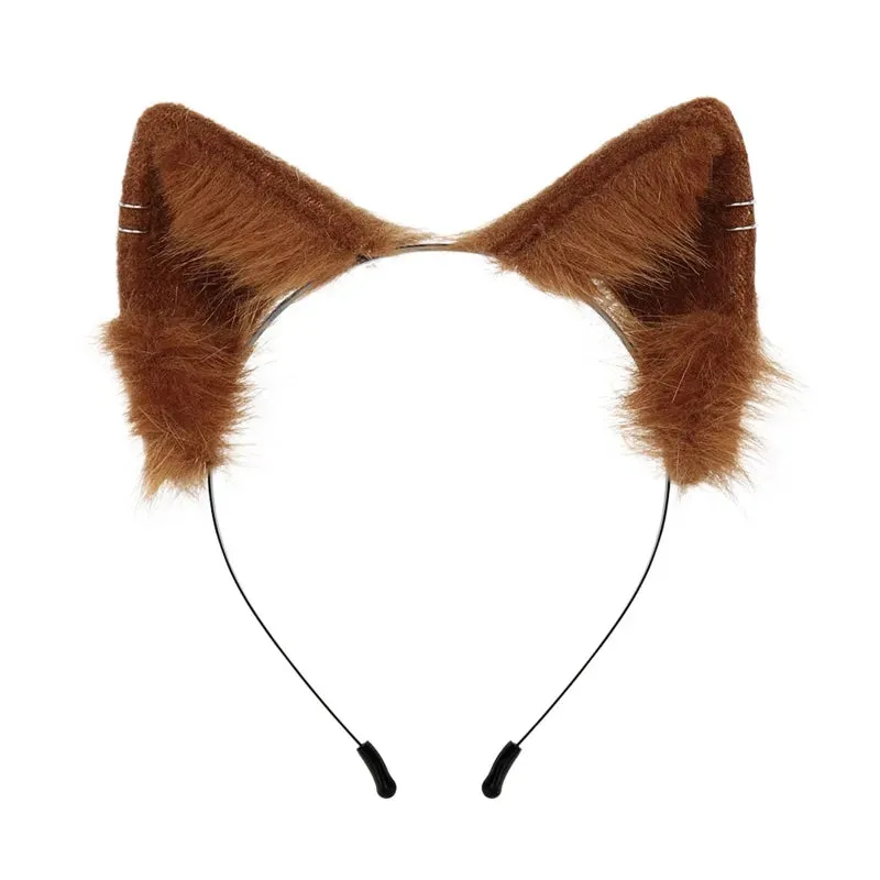 Cute Cat Ear Cosplay Hair Hoop with Flower Hairpin Woman Teens Headband for Live Broadcast Cartoon Carnivals Hairband