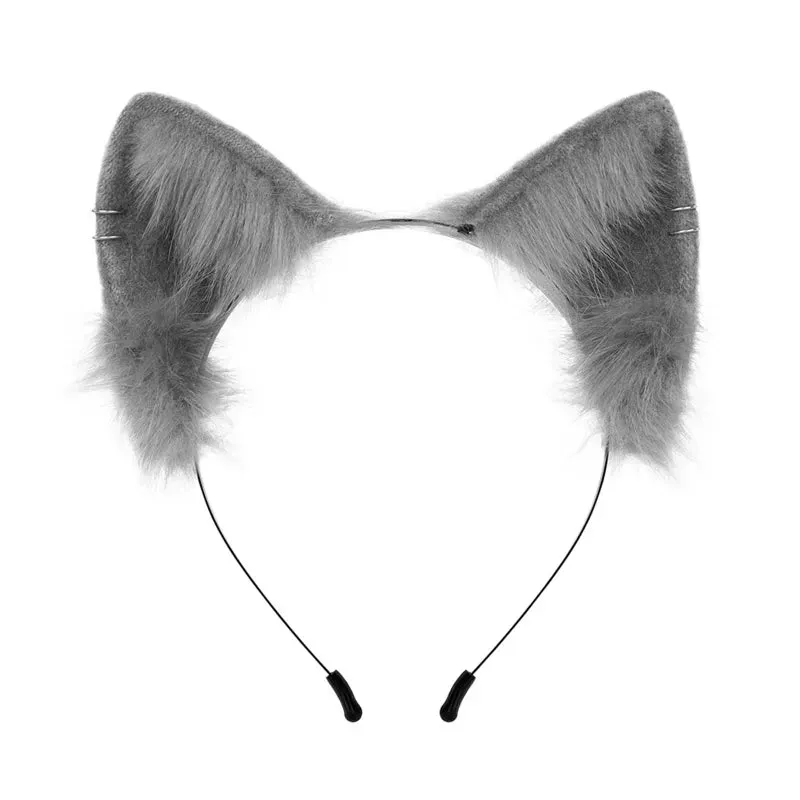 Cute Cat Ear Cosplay Hair Hoop with Flower Hairpin Woman Teens Headband for Live Broadcast Cartoon Carnivals Hairband