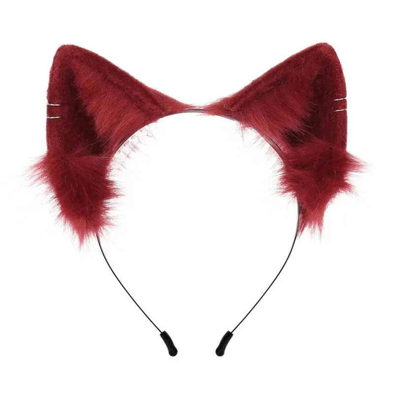 Cute Cat Ear Cosplay Hair Hoop with Flower Hairpin Woman Teens Headband for Live Broadcast Cartoon Carnivals Hairband