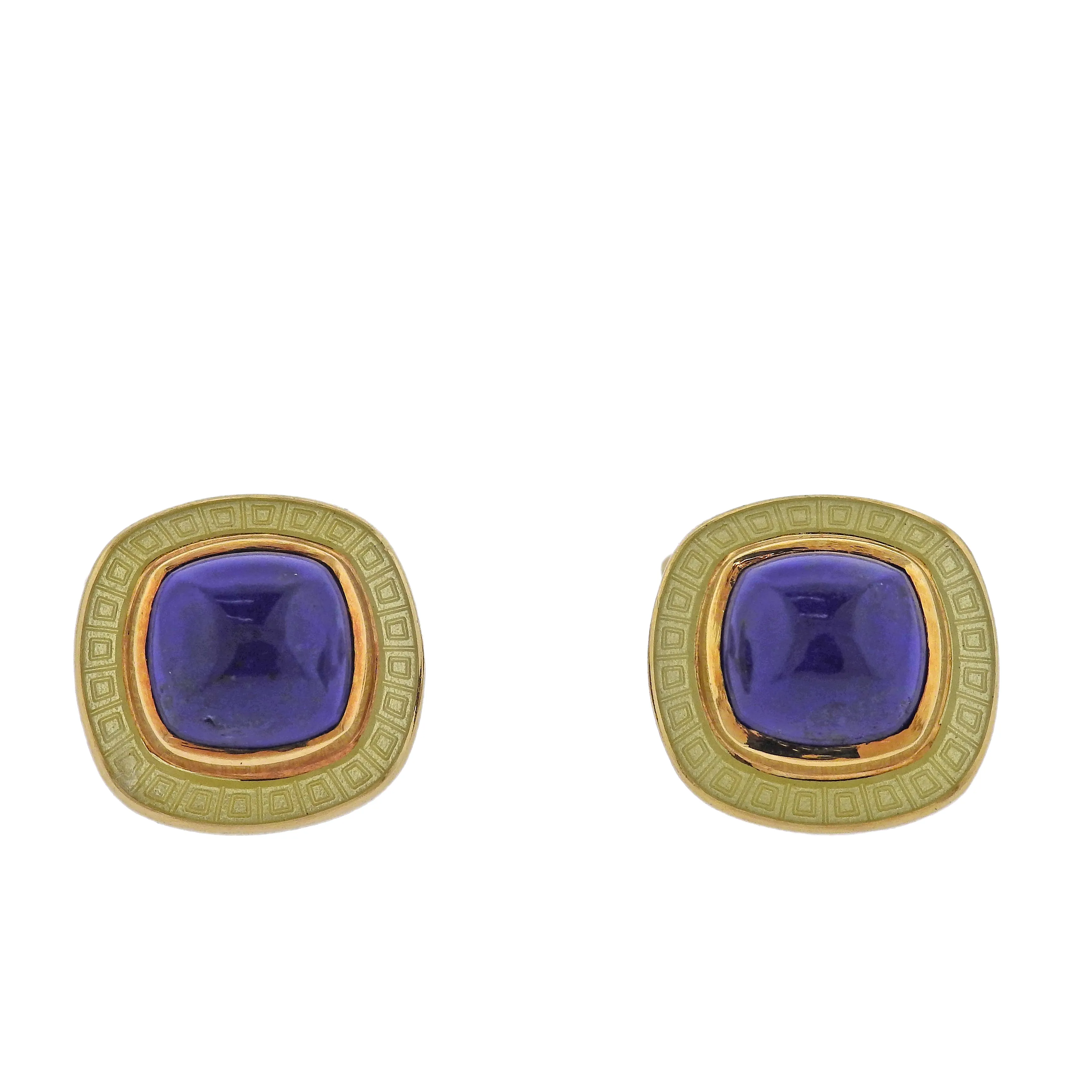 Deakin & Francis Enamel Lapis Gold Cufflinks