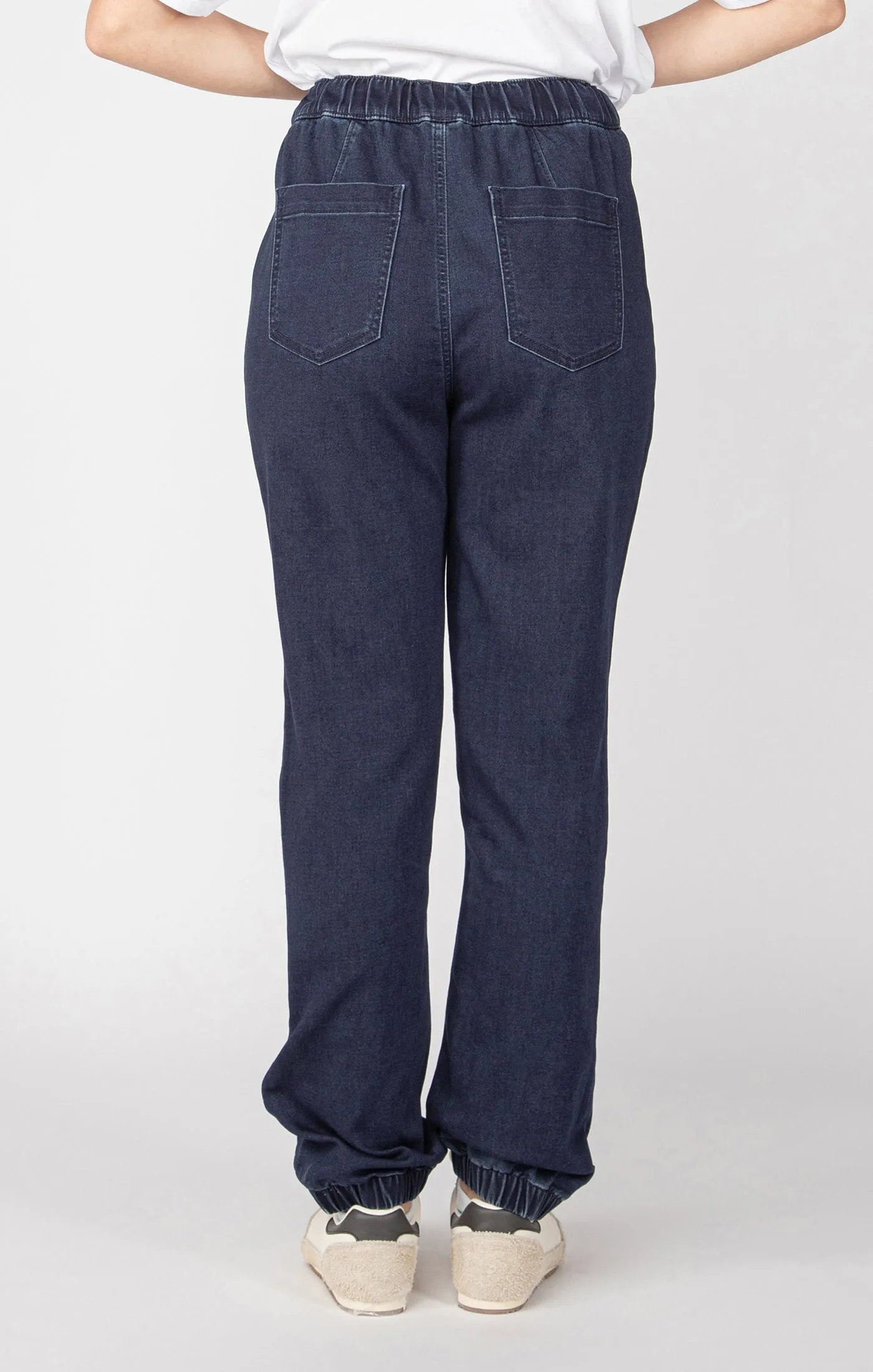 Dex Knit Denim Jogger In Dark Indigo Wash