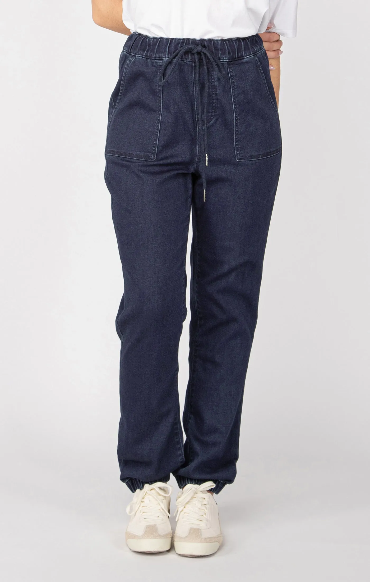 Dex Knit Denim Jogger In Dark Indigo Wash