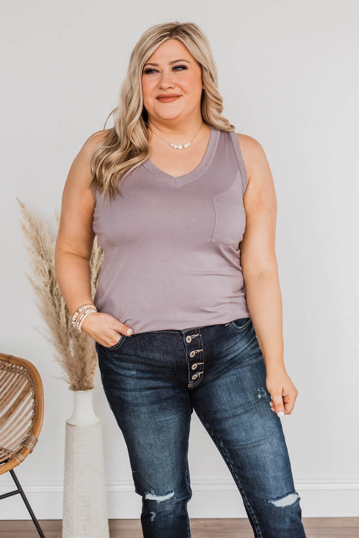 Doesn't Have To Be Goodbye Pocket Tank- Dusty Lavender