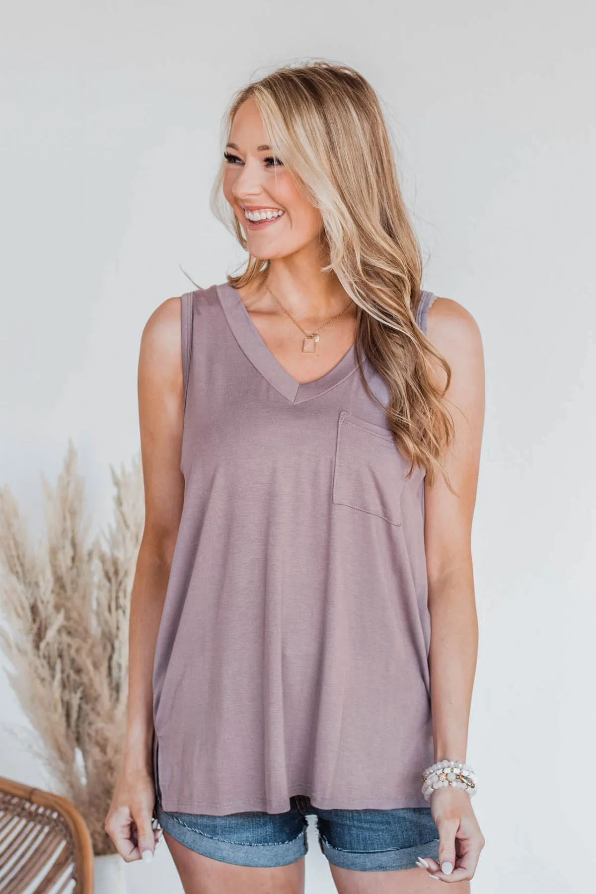 Doesn't Have To Be Goodbye Pocket Tank- Dusty Lavender