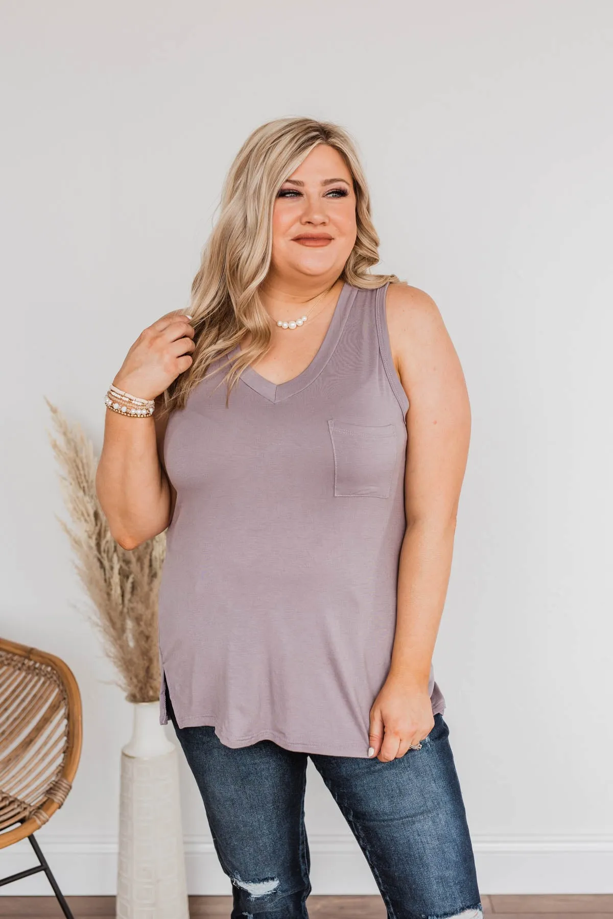 Doesn't Have To Be Goodbye Pocket Tank- Dusty Lavender