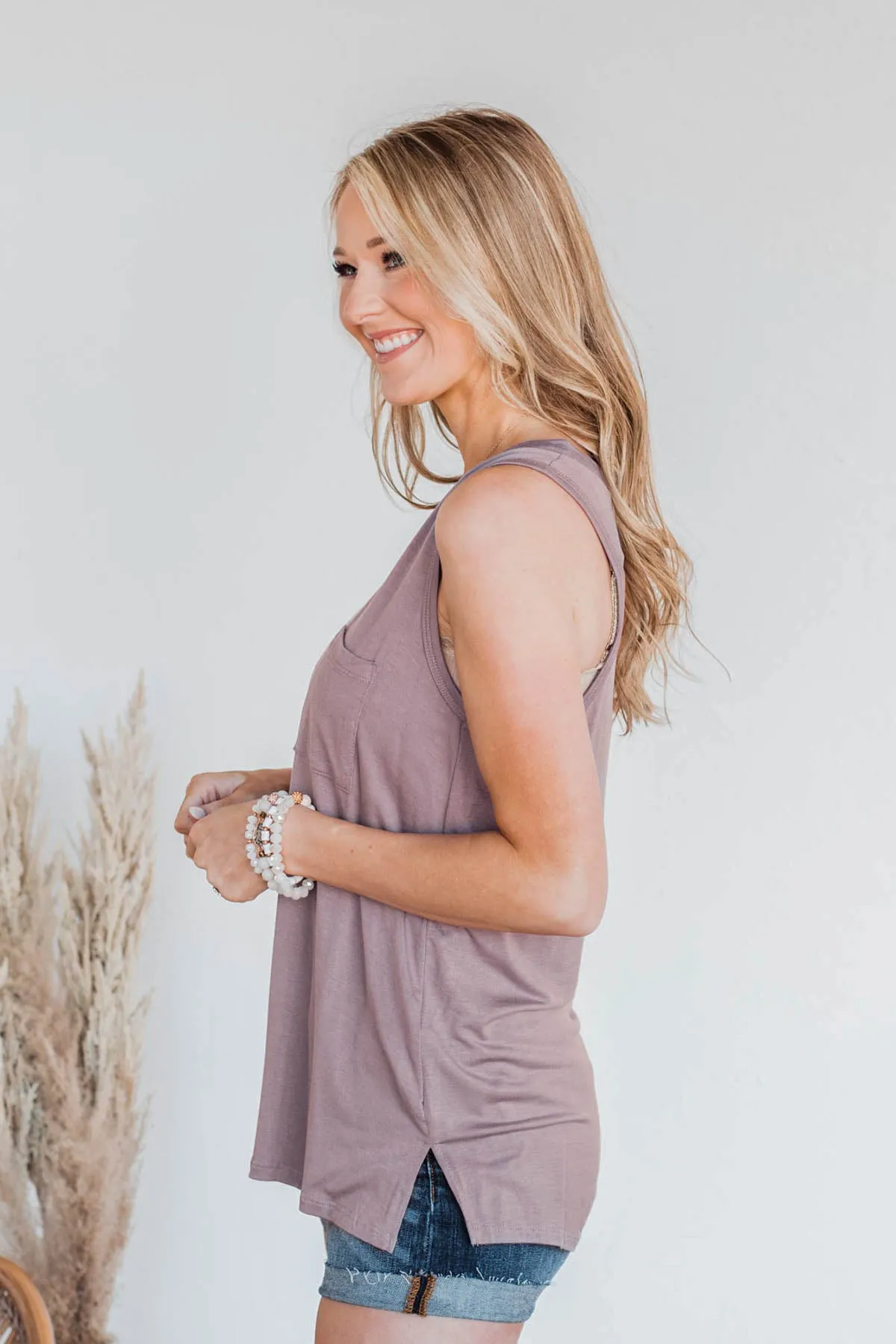 Doesn't Have To Be Goodbye Pocket Tank- Dusty Lavender