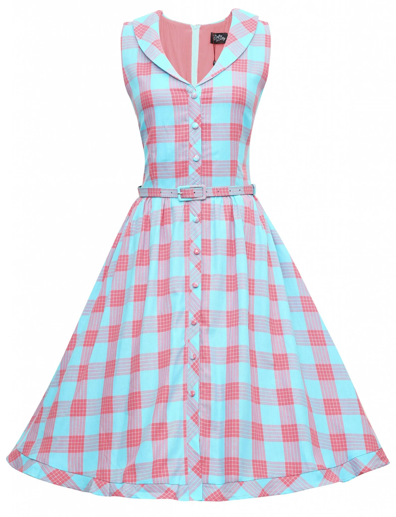 Dolly And Dotty 1950's Button Up Check Swing Dress