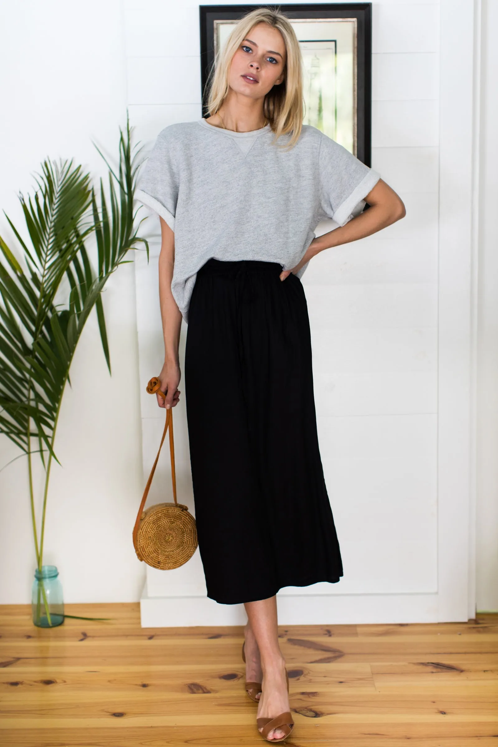 Drawstring Skirt - Black