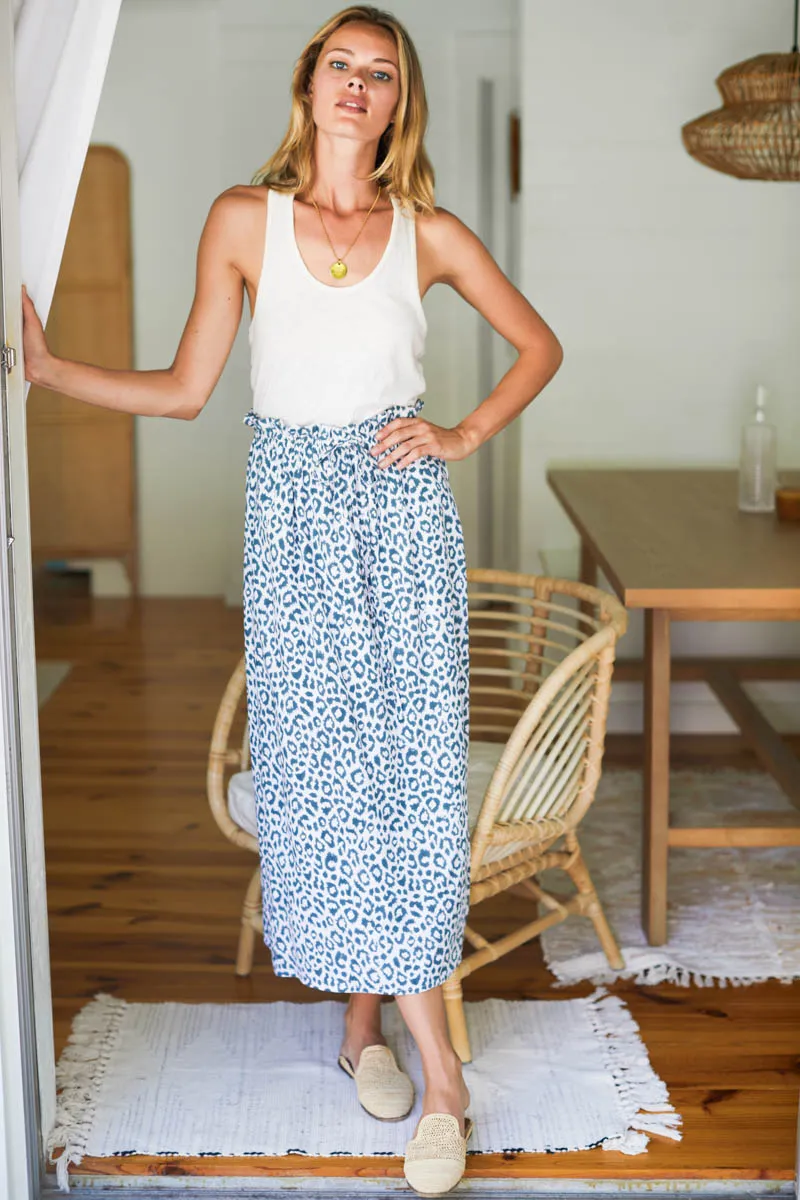 Drawstring Skirt - Charcoal Leopard