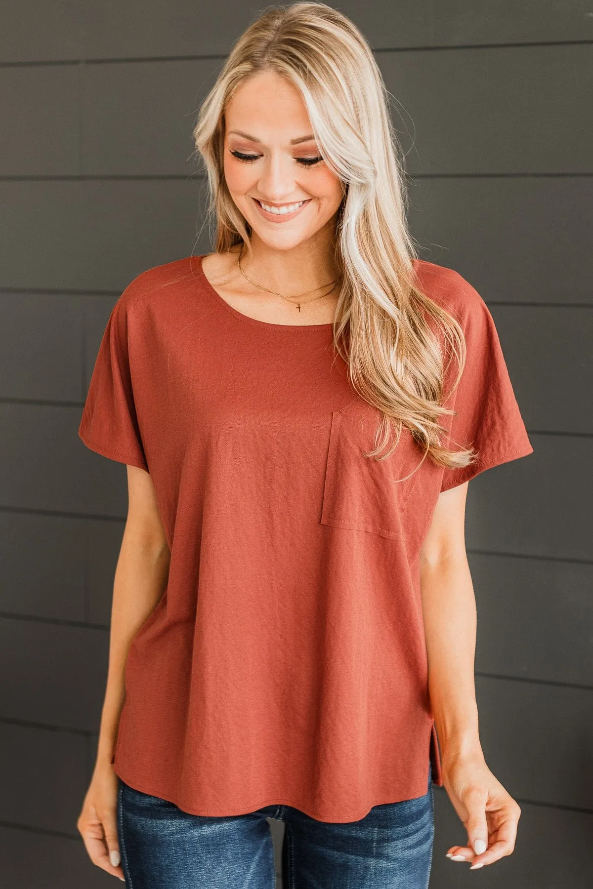 Effortless Appearance Pocket Top- Rust