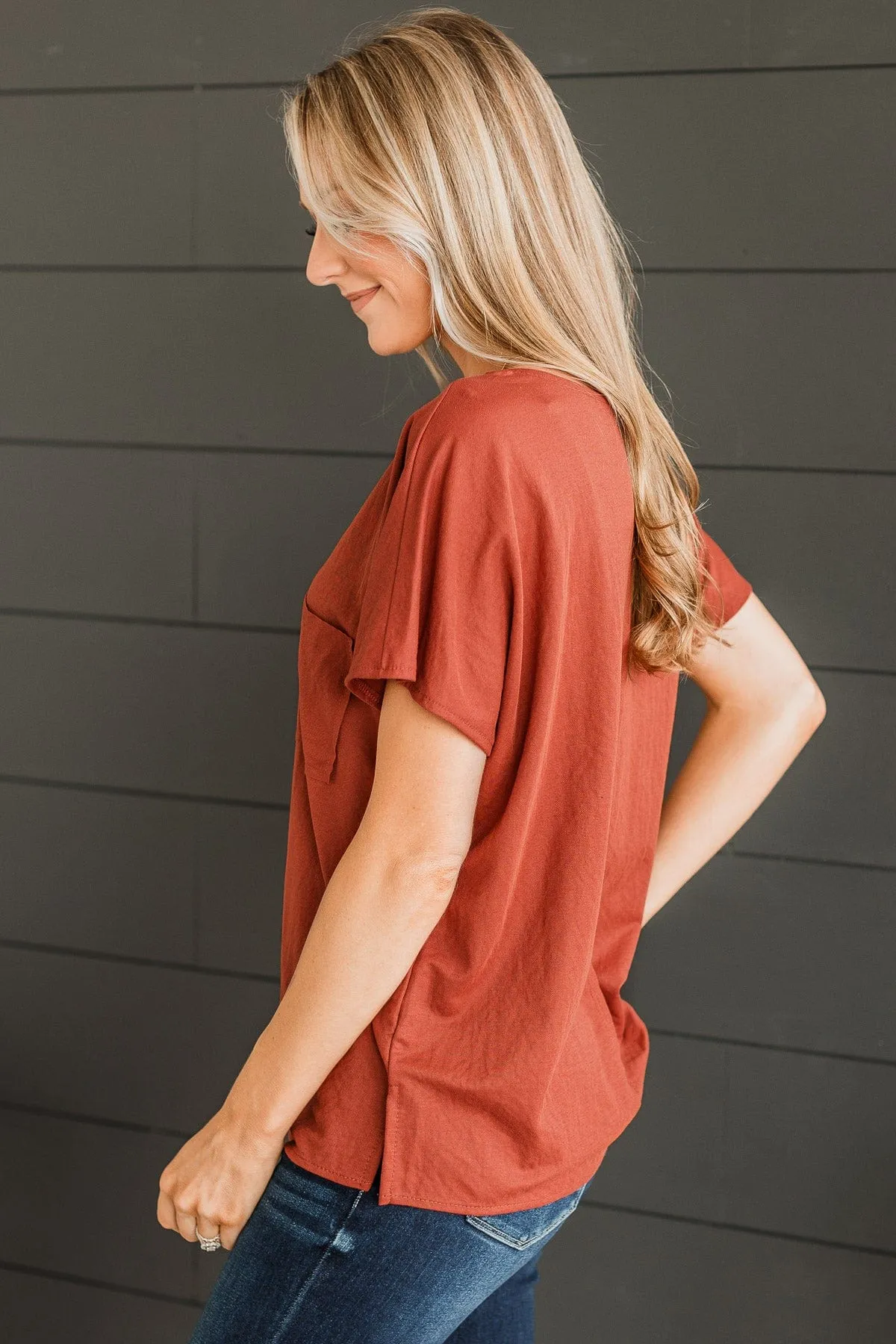 Effortless Appearance Pocket Top- Rust