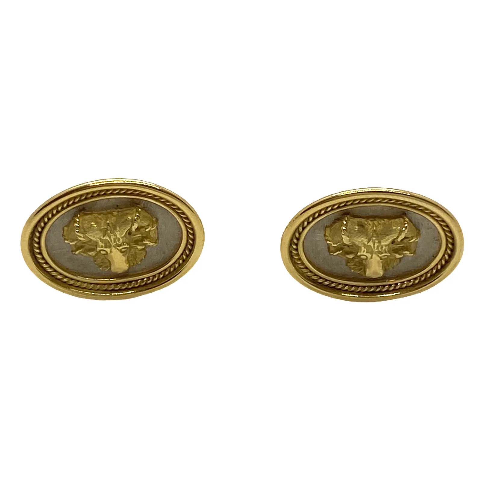 Elizabeth Gage 18K Gold Rams Head Motif Cufflinks