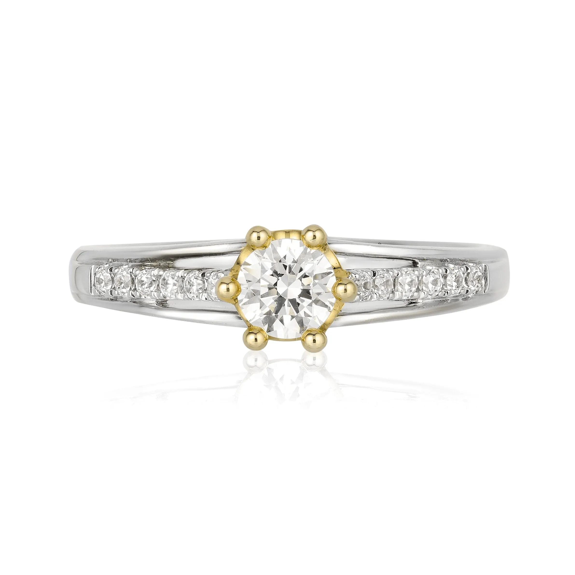 Enchanted Disney Fine Jewelry 14K White Gold and Yellow Gold 1/2 CTTW Crown Engagement Ring