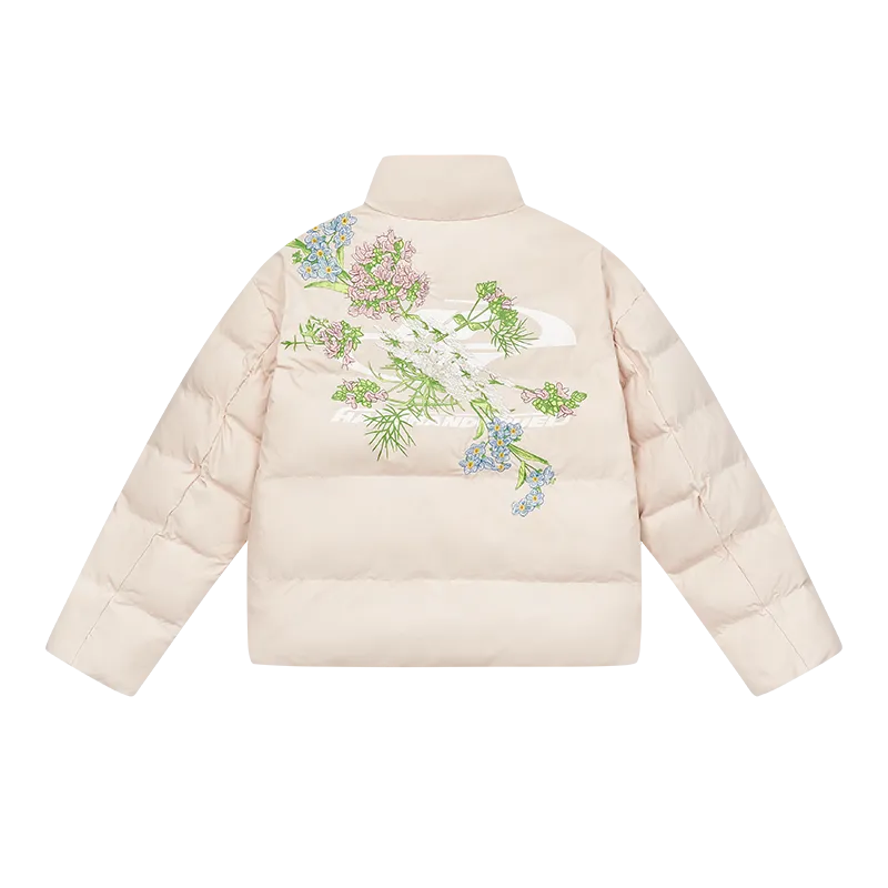 Floral Logo Embroidered Puffer Jacket