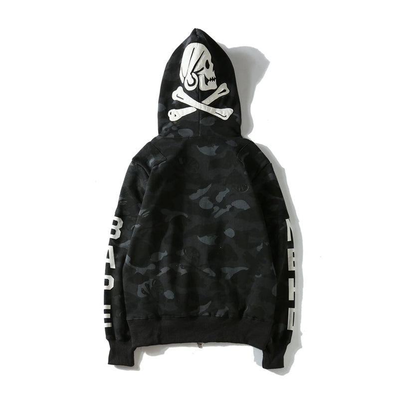 Full Zipper Men's skull Camouflage Bape Hoodie streetwear clothing