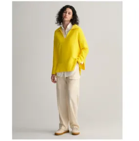 GANT Open Collar Knit Sweater in Electric Yellow 4143