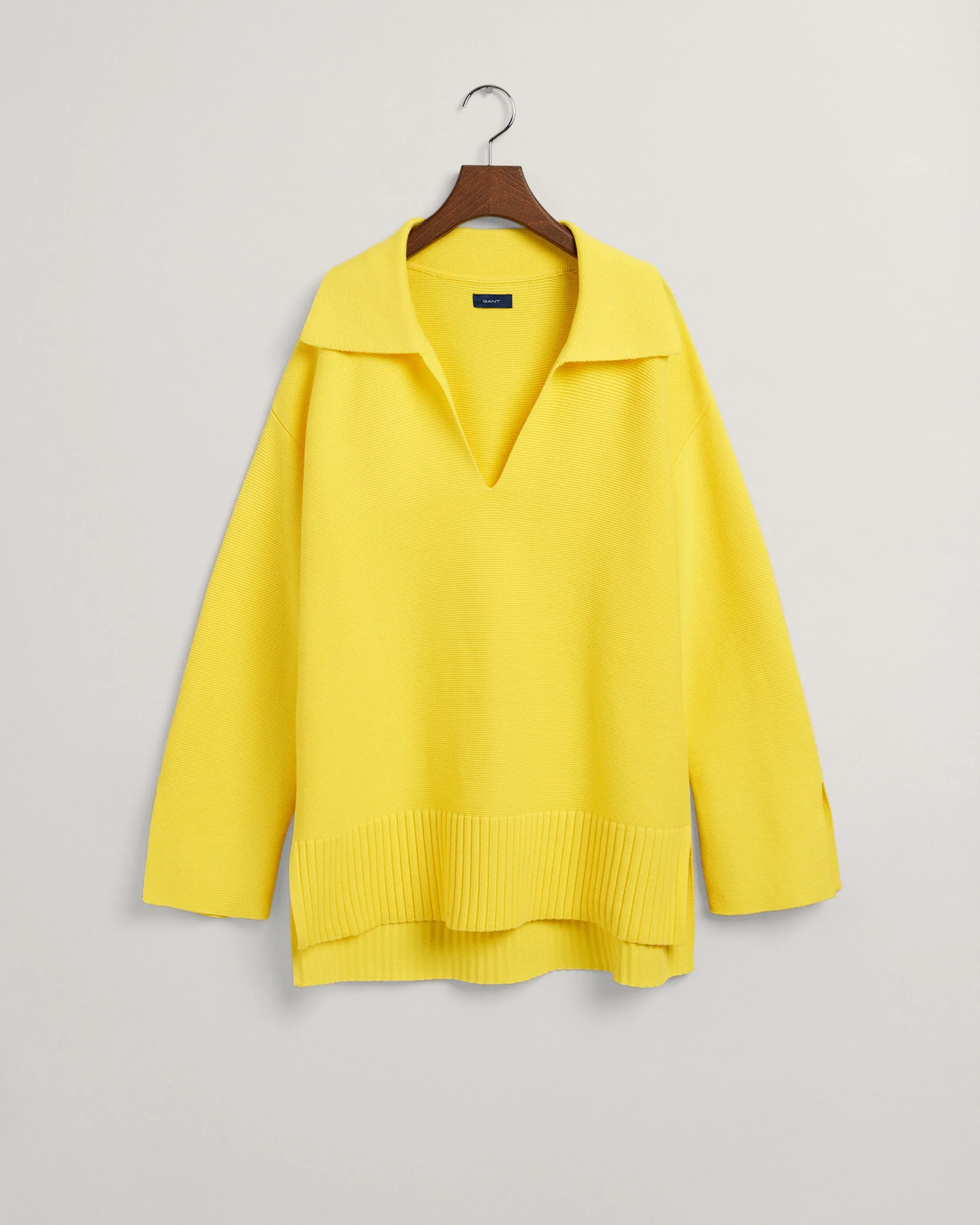 GANT Open Collar Knit Sweater in Electric Yellow 4143