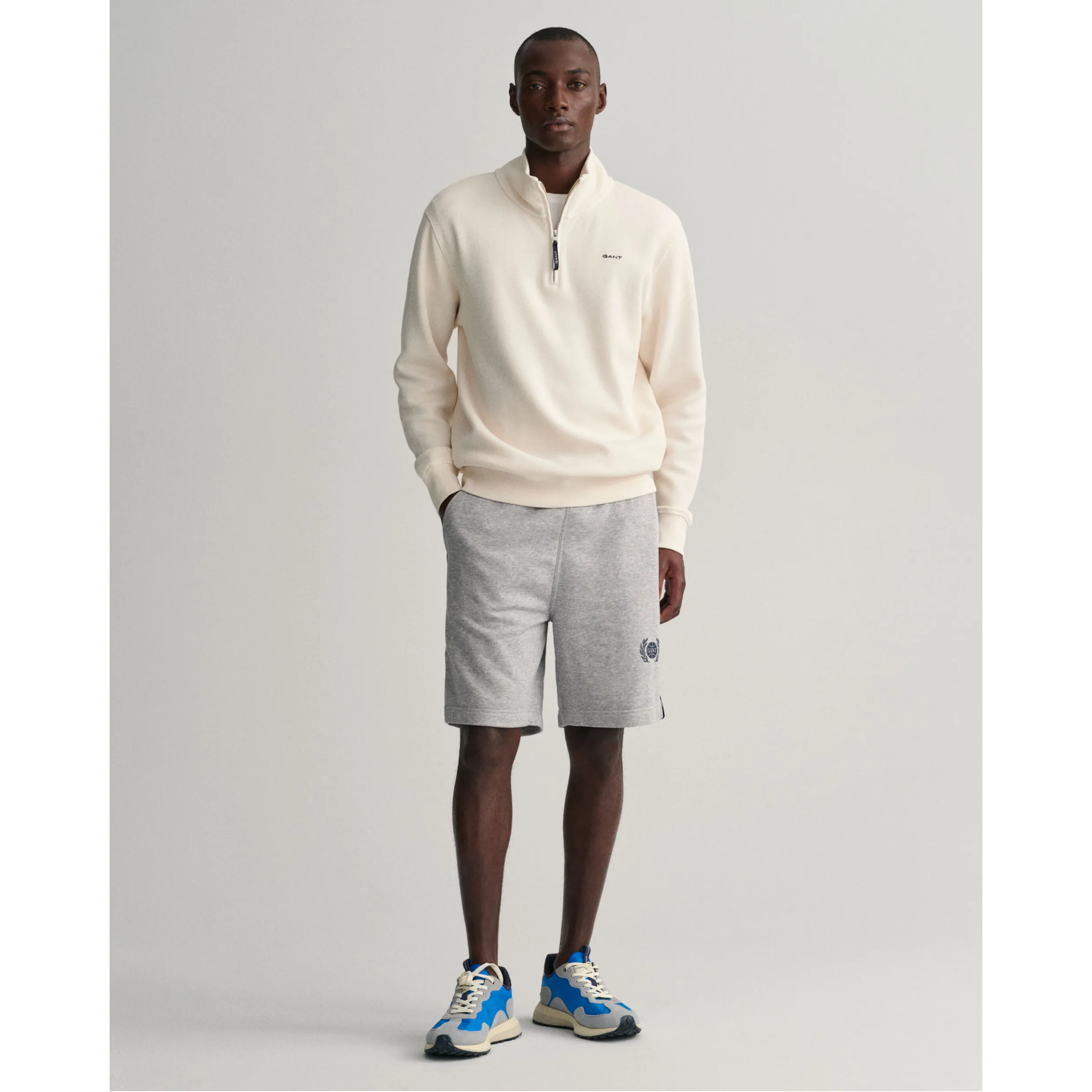 GANT Waffle Texture Half-Zip Sweater Cream 2026046