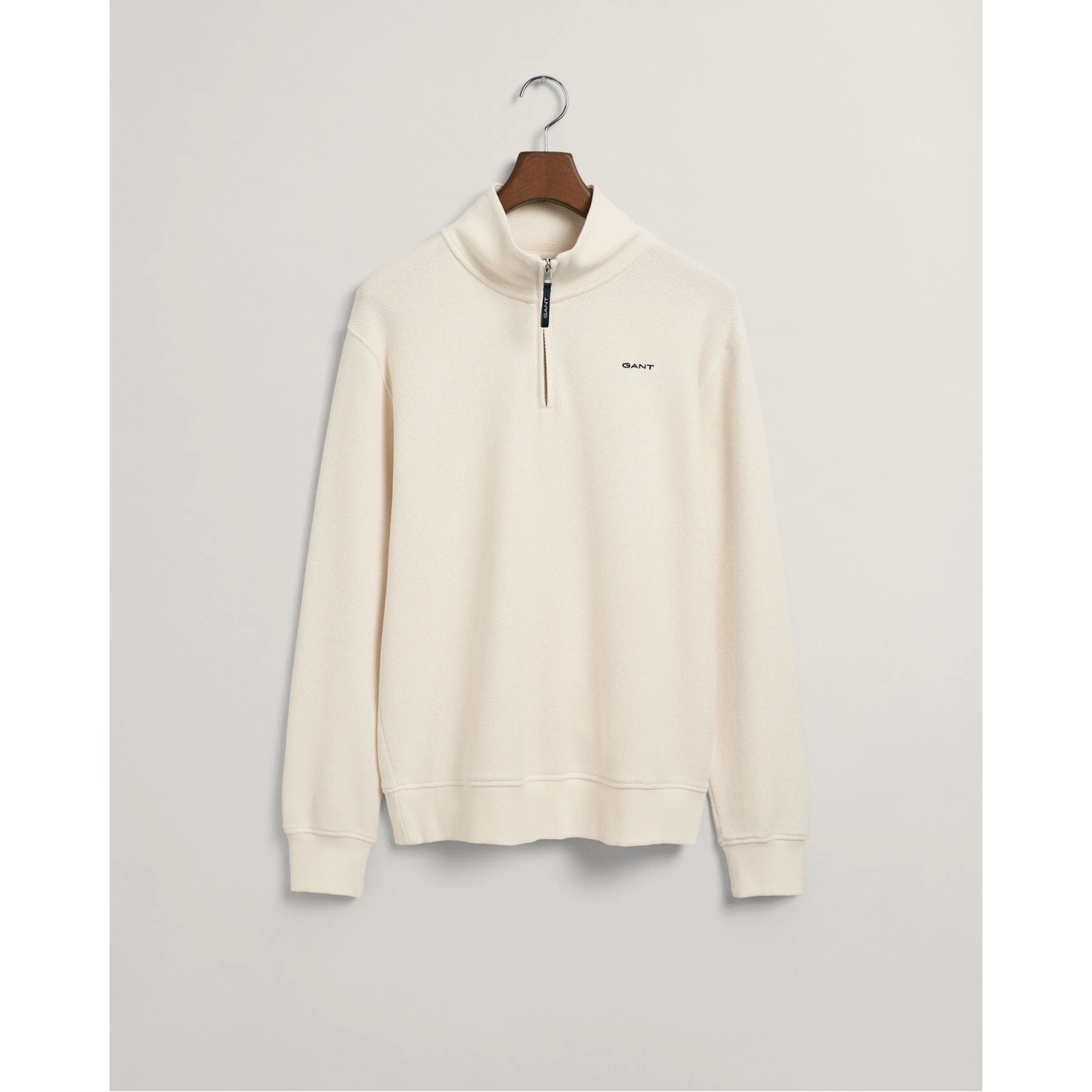 GANT Waffle Texture Half-Zip Sweater Cream 2026046