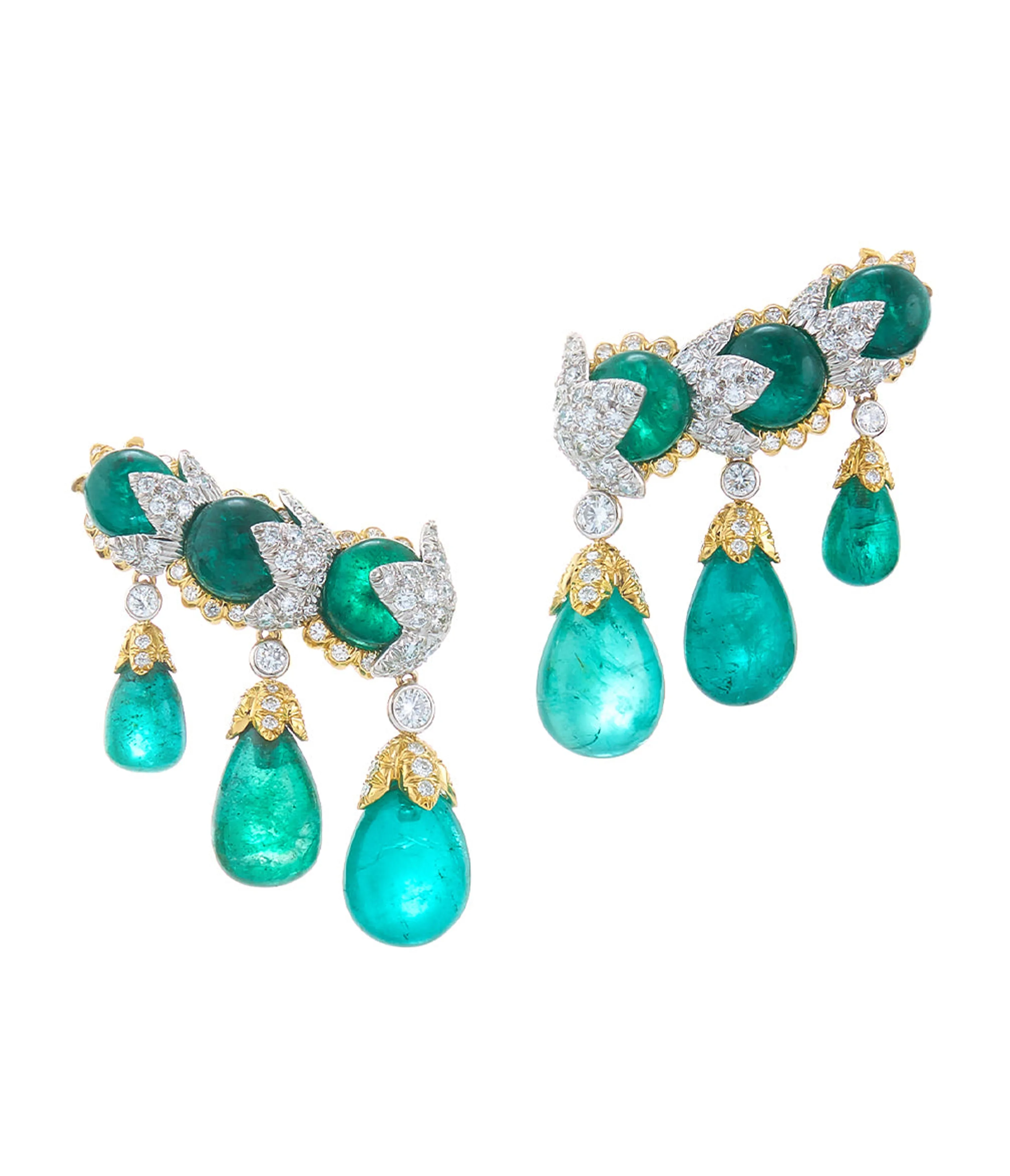 Garland Ear Cuffs, Emerald