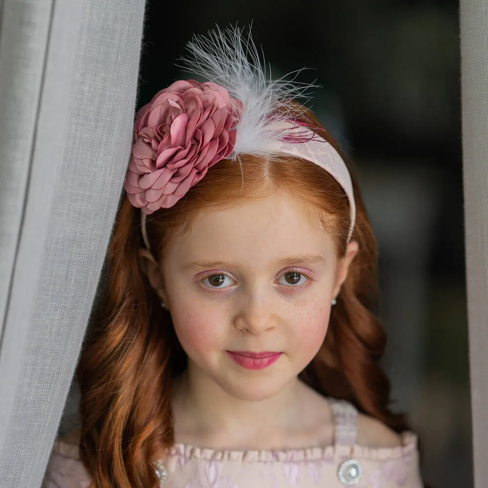 Girls Pale Pink Flower Hairband