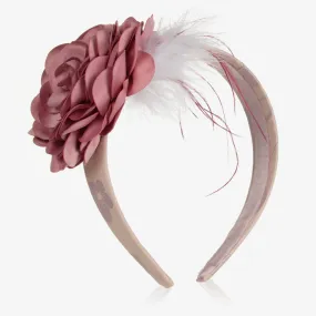 Girls Pale Pink Flower Hairband