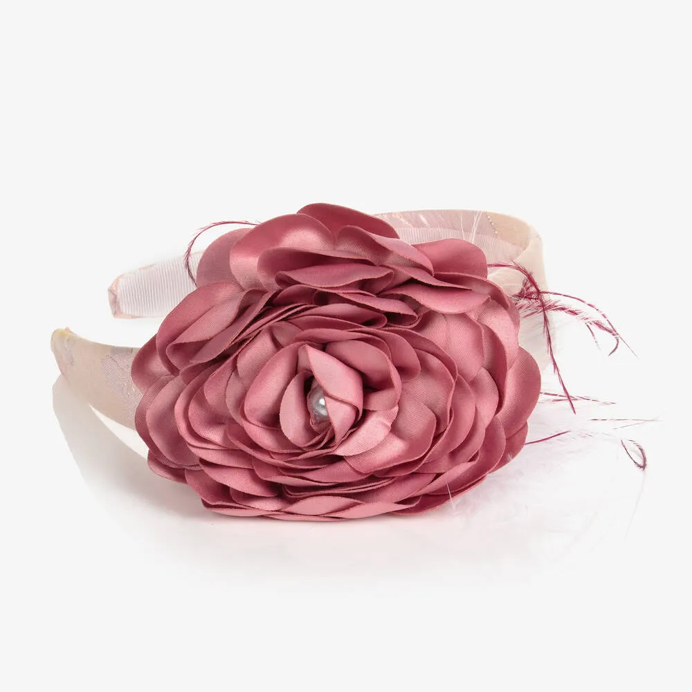 Girls Pale Pink Flower Hairband