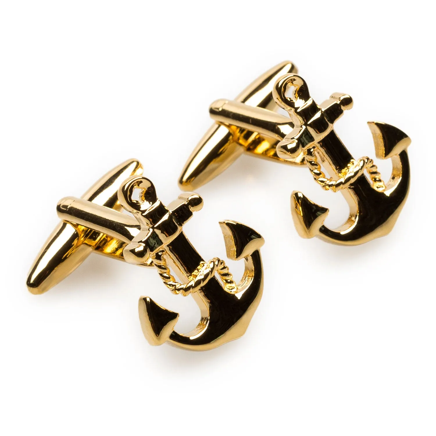 Gold Anchor Rope Cufflinks