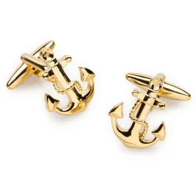 Gold Anchor Rope Cufflinks