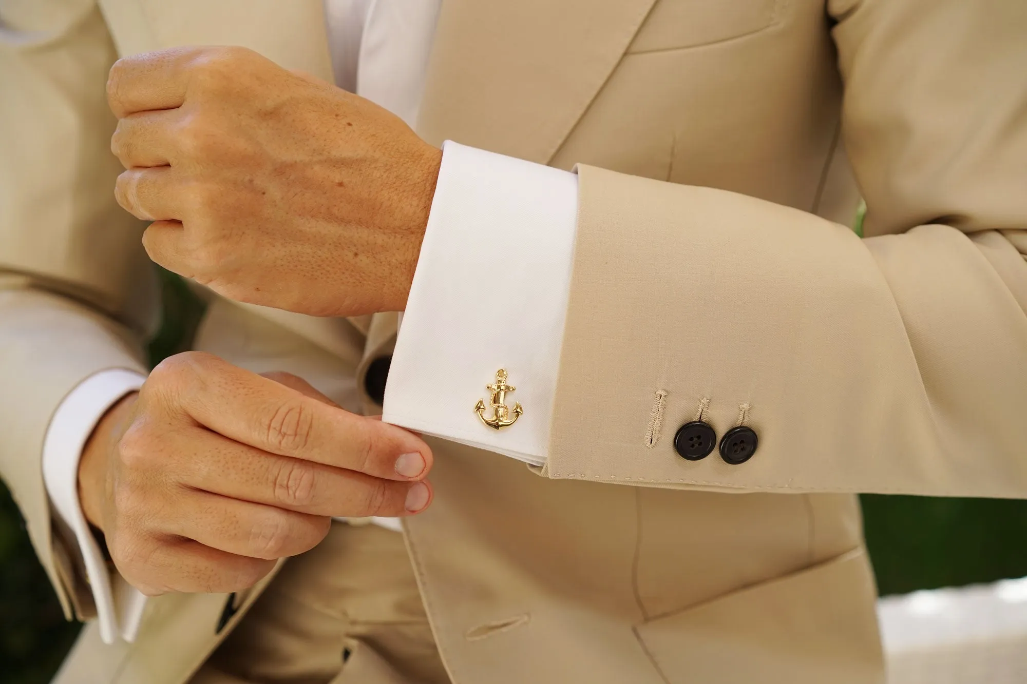 Gold Anchor Rope Cufflinks