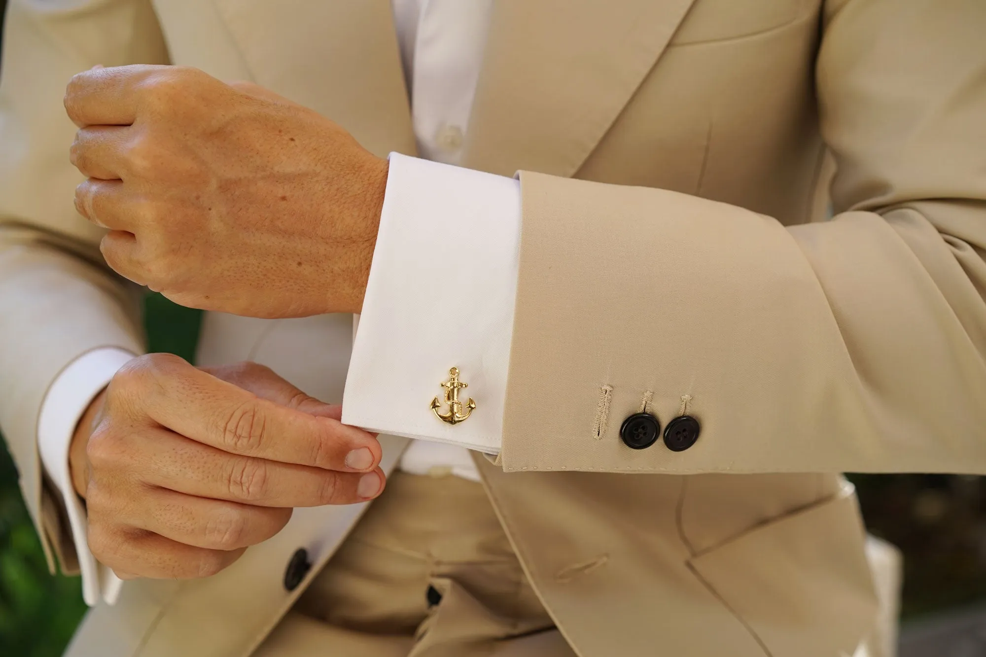 Gold Anchor Rope Cufflinks