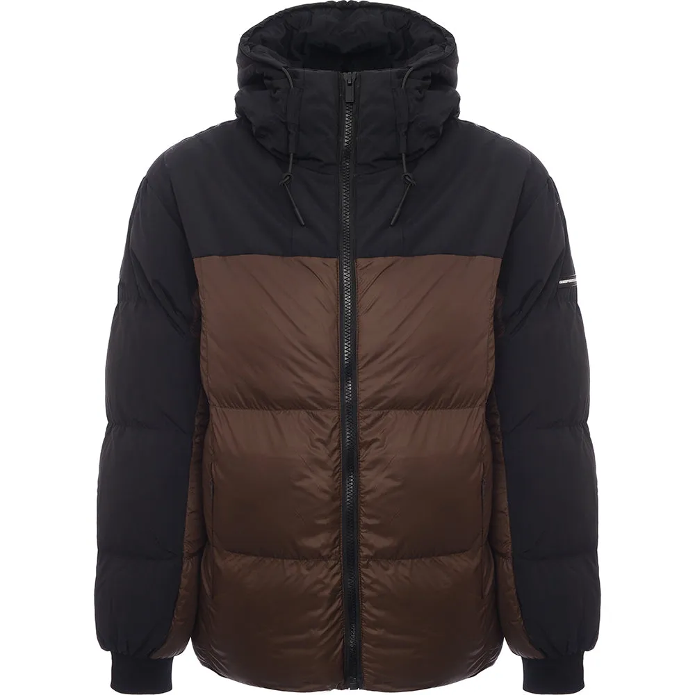 Good For Nothing Men's Brown & Black Hooded Trek Puffer Jacket