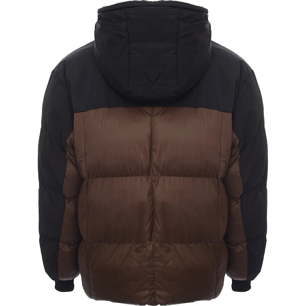 Good For Nothing Men's Brown & Black Hooded Trek Puffer Jacket