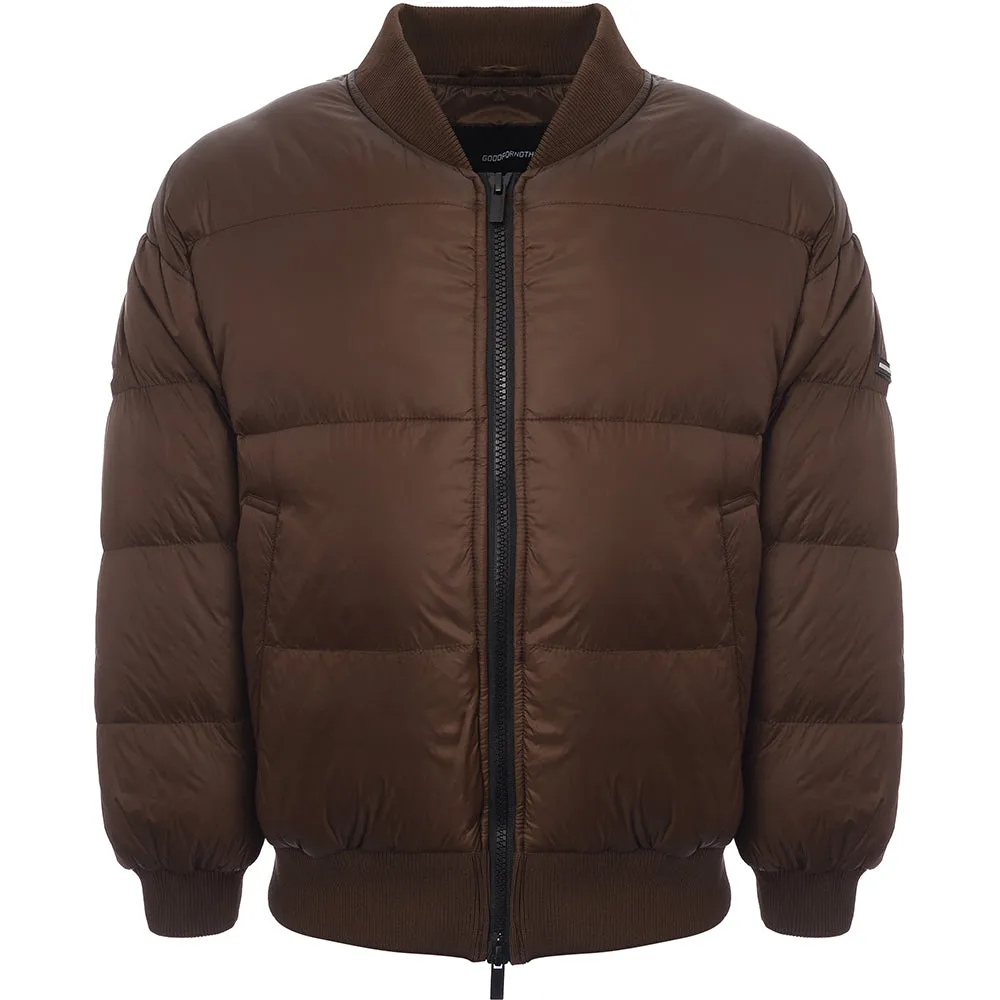 Good For Nothing Men's Matte Brown Combat Puffer Bomber Jacket