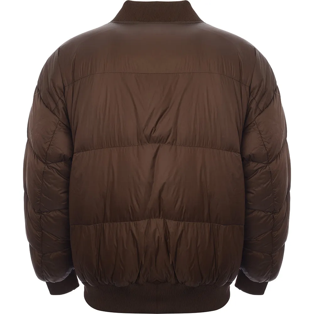 Good For Nothing Men's Matte Brown Combat Puffer Bomber Jacket