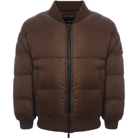 Good For Nothing Men's Matte Brown Combat Puffer Bomber Jacket