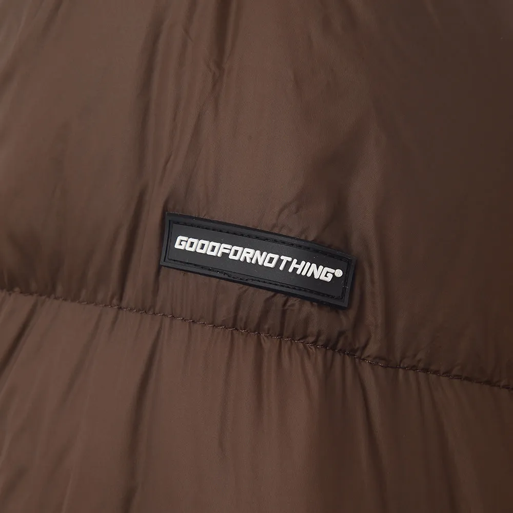 Good For Nothing Men's Matte Brown Combat Puffer Bomber Jacket