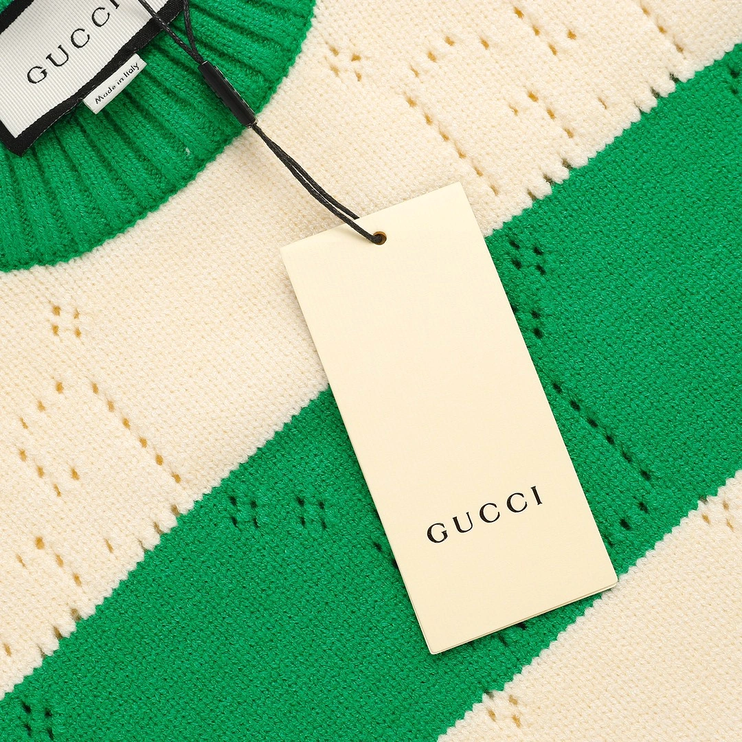 Gucci 23fw patchwork knitted cutout long-sleeved sweater 12.26