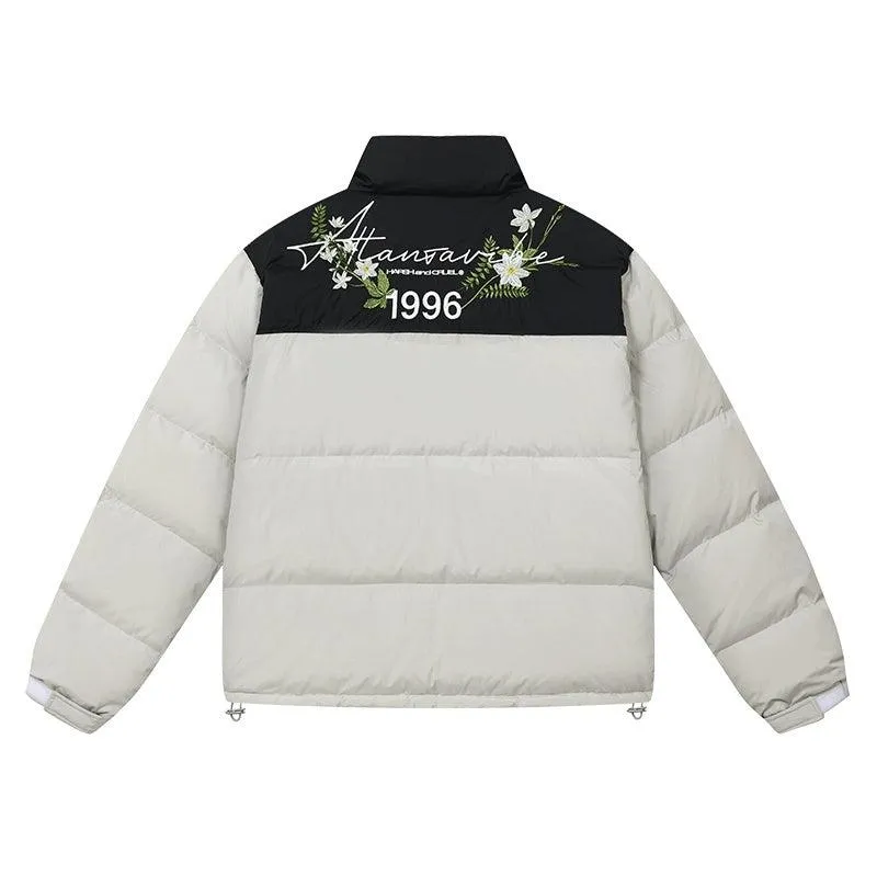 Handwritten Floral Embroidered Puffer Jacket